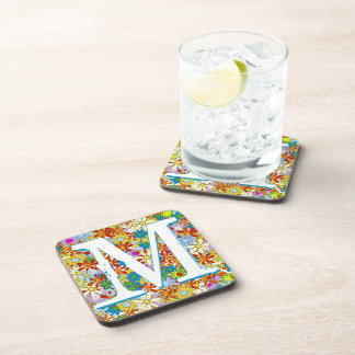 Personalized Monogram or Name Floral Pattern Drink Coaster