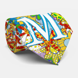 Personalized Monogram or Name Floral Pattern Neck Tie