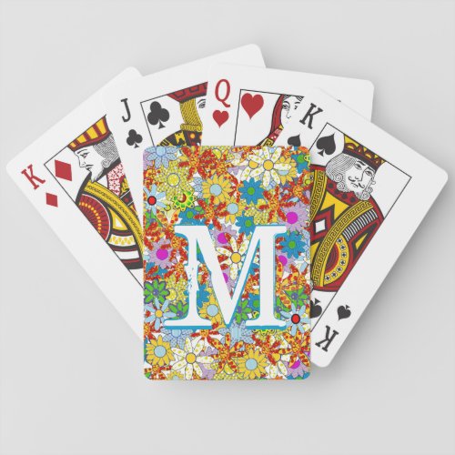 Personalized Monogram or Name Floral Pattern Poker Cards