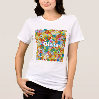 Personalized Monogram or Name Floral Pattern Tri-Blend Shirt
