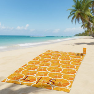 Personalized Monogram Orange Citrus Beach Towel