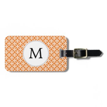 Personalized Monogram Orange double rings pattern Luggage Tag