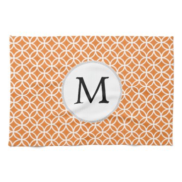 Personalized Monogram Orange double rings pattern Towel