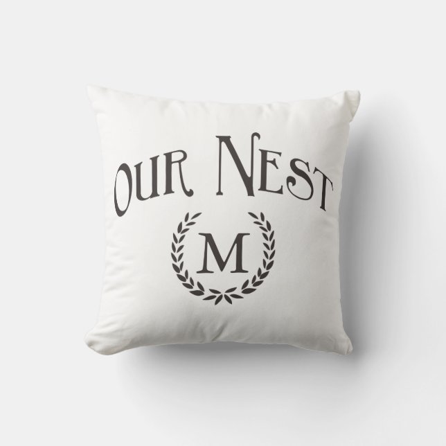Personalized Monogram Our Nest Pillow Farmhouse (Front)