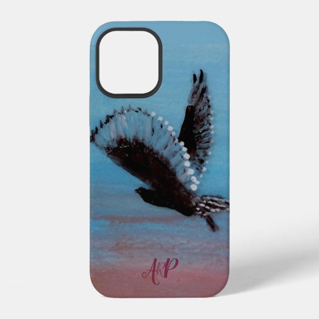 Personalized Monogram Owl Art Iphone Case (Back)