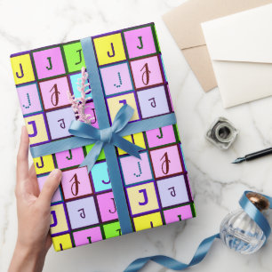 Personalized Monogram Pastel Colors for Birthday Wrapping Paper
