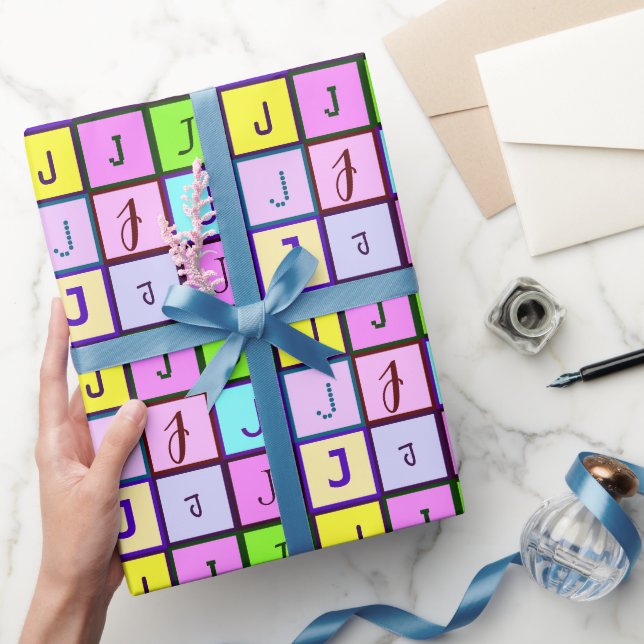 Personalized Monogram Pastel Colors for Birthday Wrapping Paper (Gifting)