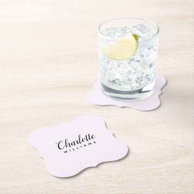 Personalized Monogram Pastel Pink Paper Coaster (Insitu)