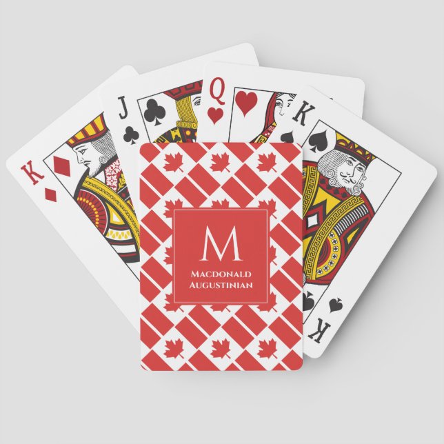 Personalized Monogram Patriotic CANADA FLAG Poker Cards (Back)