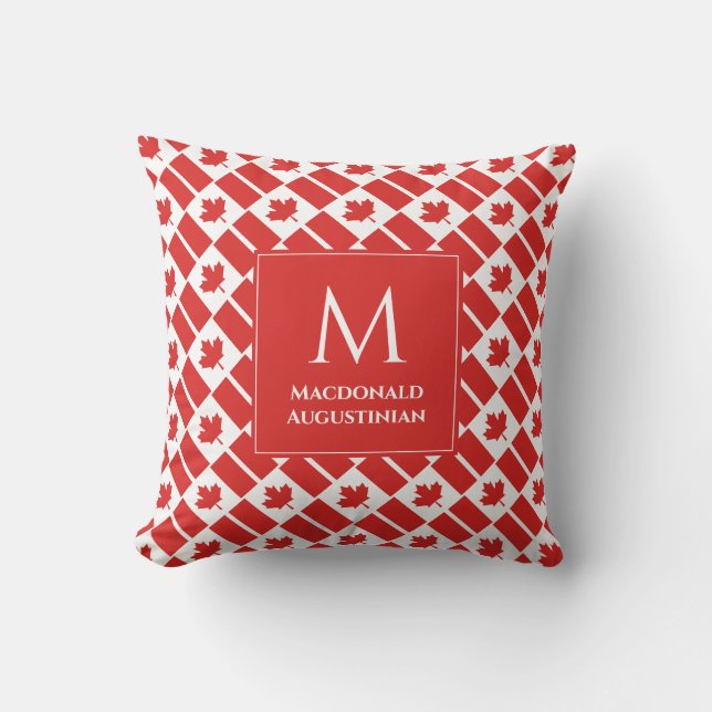 Personalized Monogram Patriotic CANADA FLAG Throw Pillow (Front)