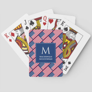 Personalized Monogram Patriotic USA AMERICA FLAG Poker Cards