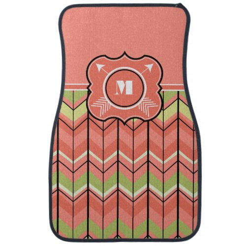 Personalized Monogram Peach Modern Pattern Car Mat