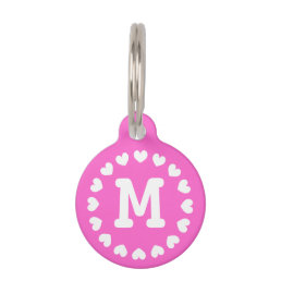 Personalized monogram pet tag with hearts for dogs