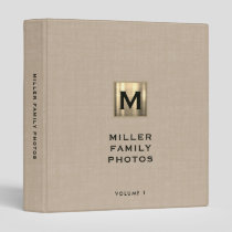 Personalized Monogram Photo Album Beige Linen 3 Ring Binder