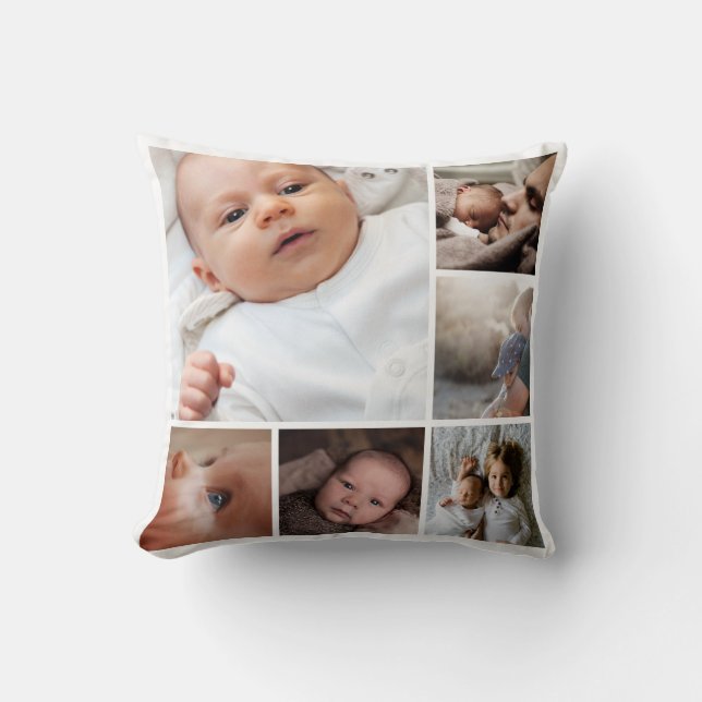 Personalized monogram photo collage throw pillow (Front)