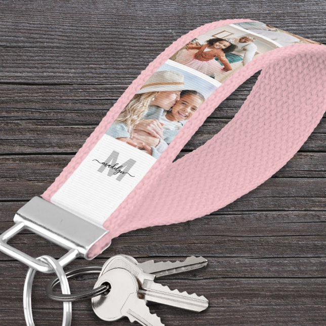 Personalized Monogram Photo Collage Wrist Keychain (Personalized Monogram Photo Collage Wrist Keychain)