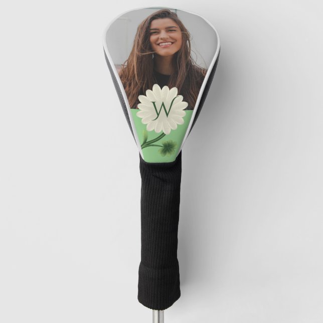 Personalized Monogram Photo Floral Daisy Golf Head Cover (Front)