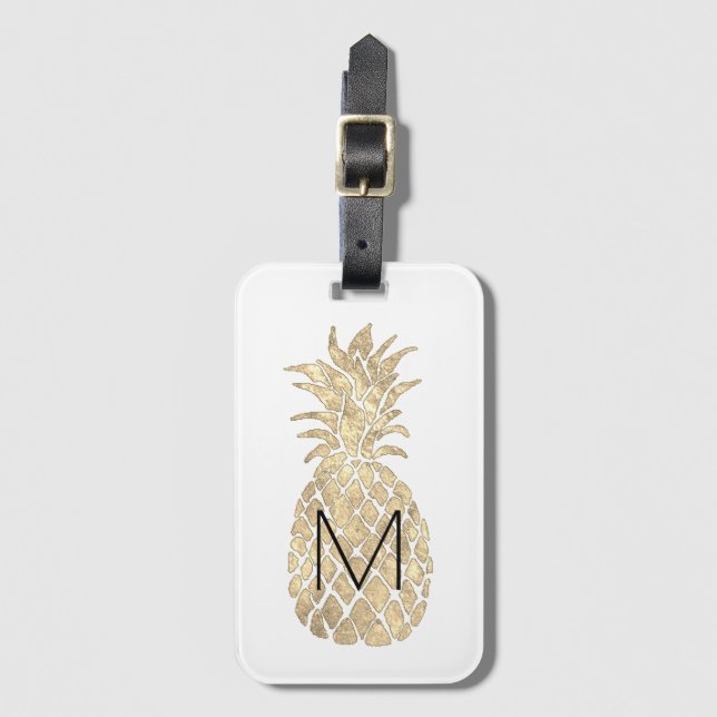 personalized monogram pineapple luggage tag (Front Vertical)
