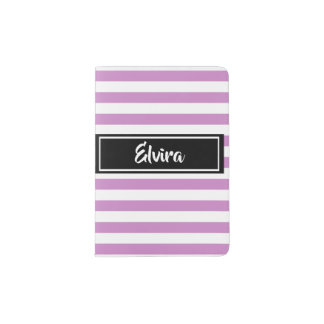 Personalized Monogram Pink and White Striped Passport Holder