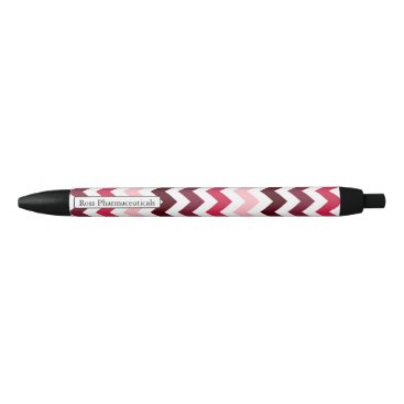 Personalized Monogram Pink Chevron ZigZag Pattern Black Ink Pen