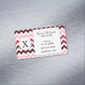 Personalized Monogram Pink Chevron ZigZag Pattern Business Card Magnet (In Situ)