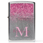 Personalized Monogram Pink Glitter Zippo Lighter