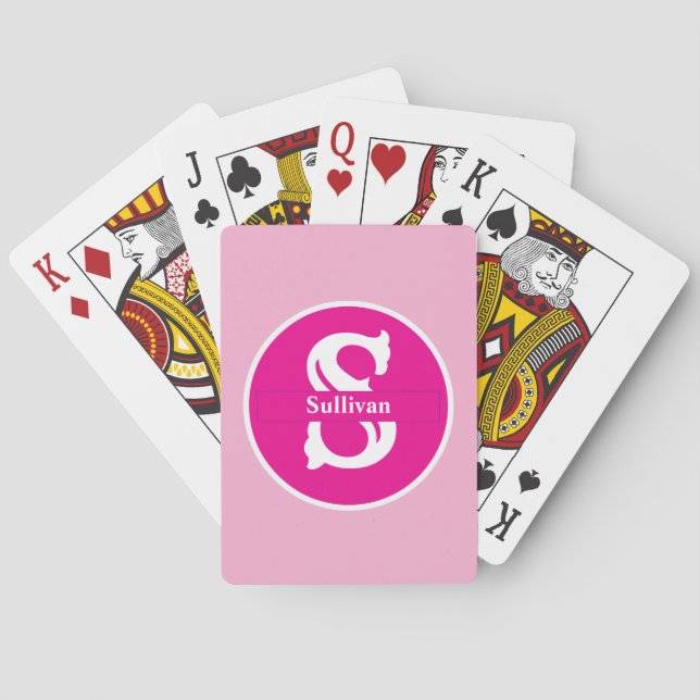 Personalized Monogram Pink on Pink Classic Poker Cards (Back)