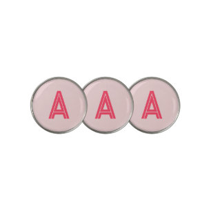 Personalized Monogram Pink Red Golf Ball Marker