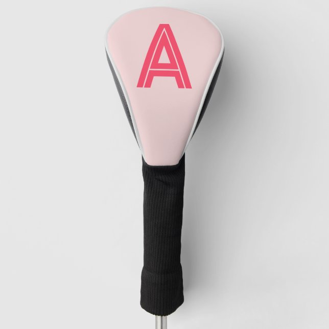 Personalized Monogram Pink Red Golf Head Cover (Front)