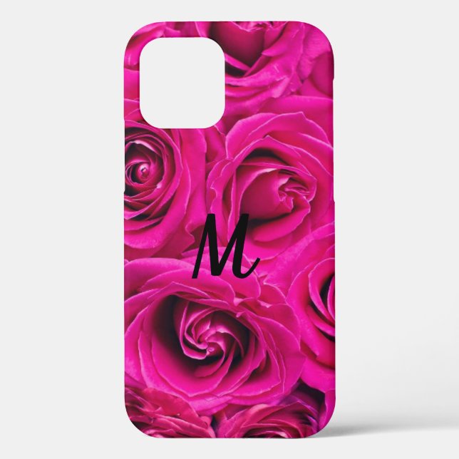 Personalized Monogram Pink Roses Case-Mate iPhone  Case (Back)