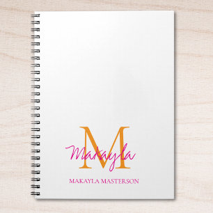 Personalized Monogram Pink Script Name Notebook