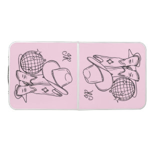 Personalized Monogram Pink Western Disco Cowgirl Beer Pong Table