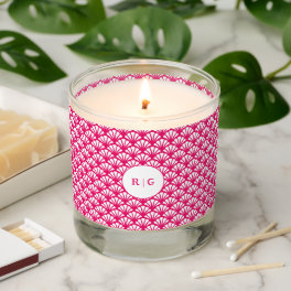 Personalized Monogram Pink White Pattern Scented Candle
