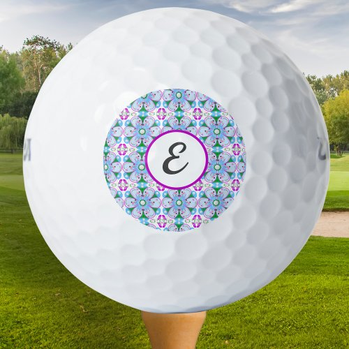 Personalized Monogram Pink Womens Golf Pattern Golf Balls