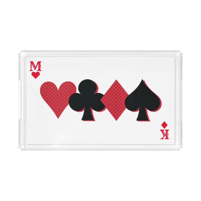 Personalized Monogram Playing Card Bridge & Poker Acrylic Tray (Front)