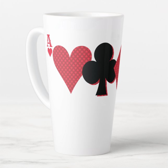 Personalized Monogram Playing Cards Bridge & Poker Latte Mug (Left Angle)