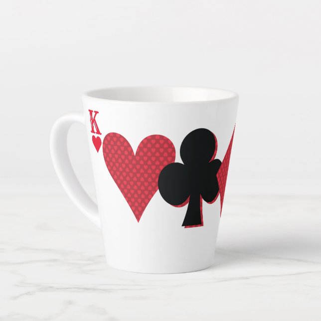 Personalized Monogram Playing Cards Bridge & Poker Latte Mug (Left Angle)