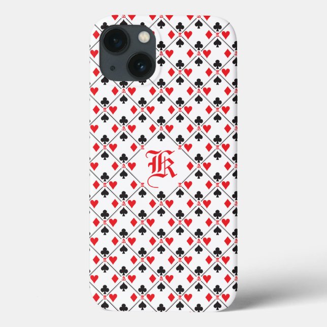 Personalized Monogram Poker Playing Card Suit Case-Mate iPhone Case (Back)