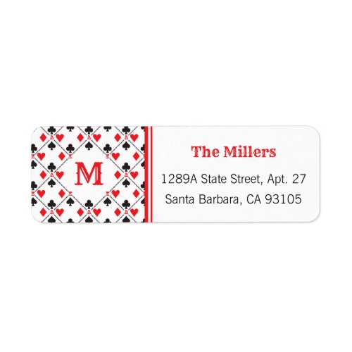 Personalized Monogram Poker Playing Card Suit Label