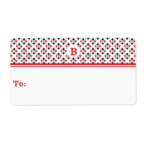 Personalized Monogram Poker Playing Card Suit Label