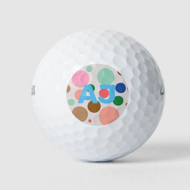 Personalized Monogram Polka Dot Pattern Golf Balls (Front)