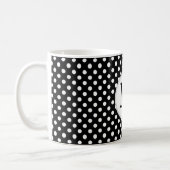 Personalized Monogram Polka Dots Pattern in Black Coffee Mug (Left)