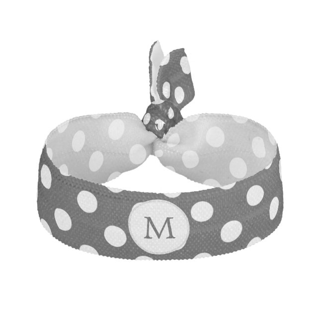 Personalized Monogram Polka Dots Pattern in Black Hair Tie (Front)