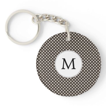Personalized Monogram Polka Dots Pattern in Brown Keychain