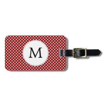 Personalized Monogram Polka Dots Pattern in red Luggage Tag