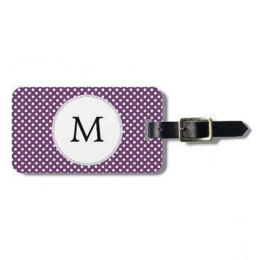 Personalized Monogram Polka dots purple and White Luggage Tag