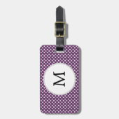 Personalized Monogram Polka dots purple and White Luggage Tag (Front Vertical)