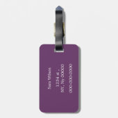 Personalized Monogram Polka dots purple and White Luggage Tag (Back Vertical)