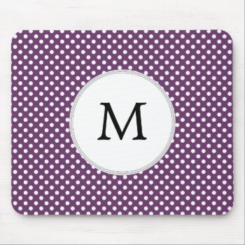 Personalized Monogram Polka Dots Purple And White Mouse Pad by MonogramBoutique at Zazzle