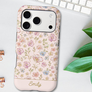 Personalized Monogram Pretty Vintage Floral iPhone 17 Pro Case